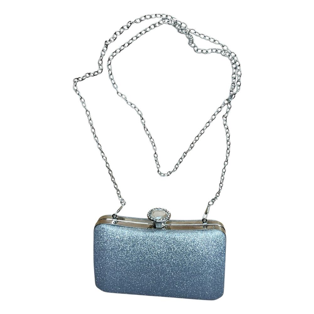 Silver glitter box clutch